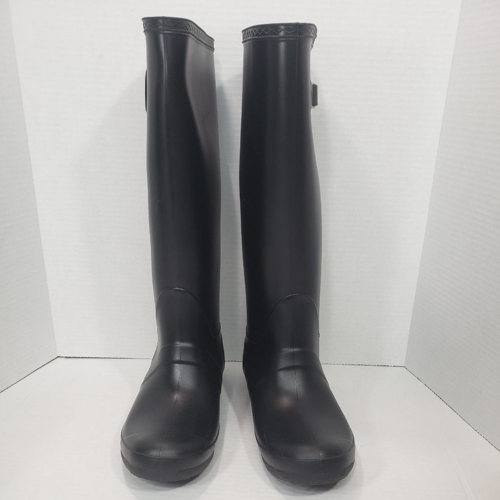 Women's Black Rubber Knee Boots - EU 39  US 8.5